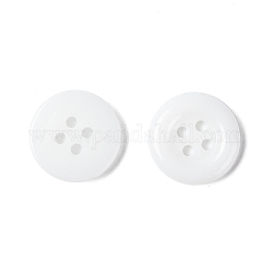 Bottoni della camicia acrilico, bottoni da cucire plastcio per costume design, 4-foro, tinto, rotondo e piatto, bianco, 12x2mm, Foro: 1 mm