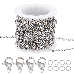 Набор для изготовления ожерелья с цепочкой beebeecraft своими руками, включая 304 цепочку из нержавеющей стали с звеньями «конский глаз», застежки и кольцо для прыжков, цвет нержавеющей стали, цепь: 5 м/мешок