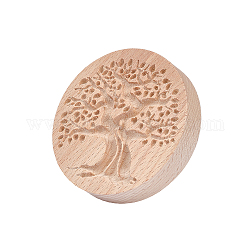 Moldes de madera para galletas, sellos de galletas, redondo, patrón del árbol de la vida, 65.5x40mm, diámetro interior: 57.5x57 mm