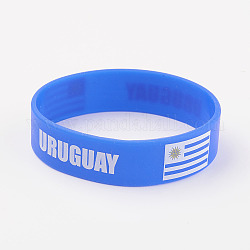 Braccialetti di braccialetti in silicone, bracciali cordone, Uruguay, blu, 8 pollice (20.2 cm), 19x2mm