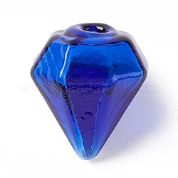 Handmade Blown Glass Bottles, for Glass Vial Pendants Making, Diamond, Royal Blue, 16~17x15~15.5x13.5~14.5mm, Hole: 2.5~5mm