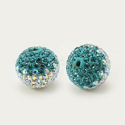 Perles de cristal autrichien, pavé de billes, avec de la pâte polymère à l'intérieur, ronde, 229 _blue zircon, 16mm, Trou: 1mm