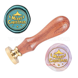 Wax Seal Stamp Set, Sealing Wax Stamp Solid Brass Head,  Wood Handle Retro Brass Stamp Kit Removable, for Envelopes Invitations, Gift Card, Christmas Themed Pattern, 83x22mm
