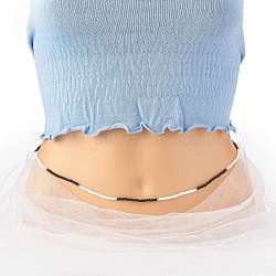Cuentas de cintura de joyería de verano, cadena del cuerpo, cadena de vientre con cuentas de semillas de vidrio, joyas de bikini para mujer niña, negro, 32-1/4 pulgada (82 cm)