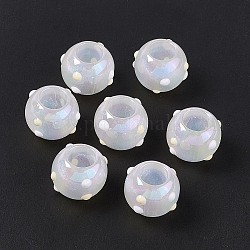 Perles acryliques opaques, couleur ab , cahoteuse, rondelle, blanc, 15.5~16.5x12.5mm, Trou: 7.8mm