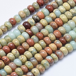 Chapelets de perles en jaspe aqua terra naturel, rondelle, 6~6.5x3~4mm, Trou: 1mm, Environ 105 pcs/chapelet, 15.7 pouce (40 cm).