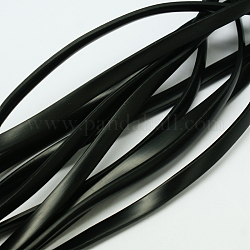 Cavo di perline di gomma sintetica, piatto, solido, nero, 10x2mm, circa 1.09 iarde (1 m)/filo
