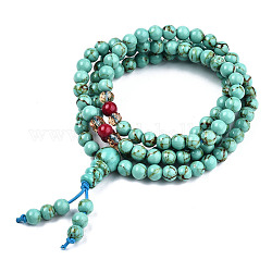 4-Loop-Wrap Buddha Meditation gelbe Jade Perlen Armbänder, buddhistisch Halsketten, Aquamarin, 720x6 mm, 108 Stk. / Strang, etwa 28.3 Zoll