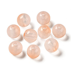 Perles en acrylique transparente, deux tons, ronde, peachpuff, 7.5x7mm, Trou: 1.8mm, environ: 1900~2000 pcs / 500 g