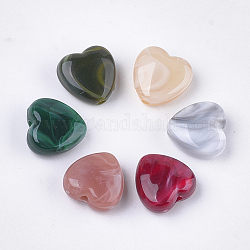 Акриловые бусины, Стиль имитация драгоценных камней, сердце, разноцветные, 14x14x7 мм, отверстие : 2 мм