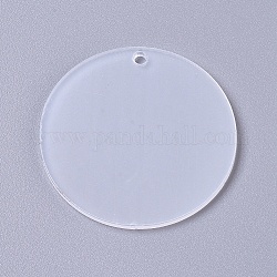 Transparent Acrylic Blank Big Pendants, Flat Round, for DIY Keychains or Jewelry, Clear, 50x2.5mm, Hole: 2.5mm