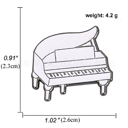 Musikinstrumente weiße Emaille-Pins, Legierungsbrosche für Musikliebhaber, Klavier, 23x26 mm