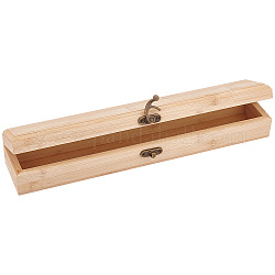 Boîte à couvercle rabattable en bambou et bois, pour le stockage et les bijoux, rectangle, burlywood, 30.5x5.7x4.7 cm