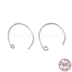 925 стерлингового серебра швензы, текстурированная проволока для ушей в виде воздушного шара, серебряные, 20 датчик, 17 мм, отверстие : 1.6 мм, штифты : 0.8 мм