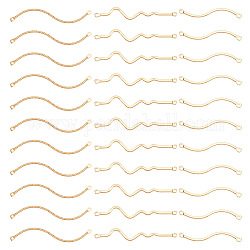 AHANDMAKER 30Pcs Curve Connector Charms, 3 Style 14K Gold Plated Brass Connector Charms, S Shape Bar Pendant Link Connectors, Double Loops Connector Pendant Beads for DIY Jewelry Bracelets Necklace Making