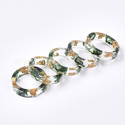 Cmолы кольца, с сухой травой, золотая фольга, зелёные, 16 мм
