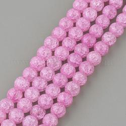 Chapelets de perles en quartz craquelé synthétique, ronde, teinte, violette, 6mm, Trou: 1mm, Environ 66 pcs/chapelet, 15.7 pouce