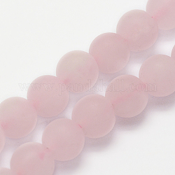 Chapelets de perles en quartz rose naturel, mat, ronde, 8mm, Trou: 1mm, Environ 48 pcs/chapelet, 15.3 pouce (39 cm)