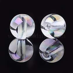Perles en acrylique transparente, couleur ab , ronde, clair ab, 13.5~14mm, Trou: 2.5mm, environ 340 pcs/500 g