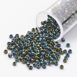 Perles de rocaille toho japon, 15/0 import rouleau en verre opaque rocailles, verte, 1.5x1mm, Trou: 0.5mm