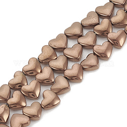 Chapelets de perles en hématite synthétique sans magnétiques, cœur, cuivre plaqué, 6x5.5x3mm, Trou: 1mm, Environ 70 pcs/chapelet, 15.7 pouce