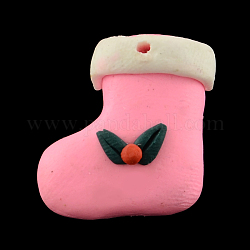 Colgantes hechos a mano de arcilla polimérica, zapatos de navidad, rosa, 21 mm de largo, 20 mm de ancho, 9 mm de espesor, agujero: 1.5 mm
