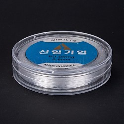 Koreanischer runder kristall elastischer dehnfaden, für Armbänder Edelsteinschmuck Herstellung Perlen Handwerk, Transparent, 0.6 mm, ca. 76.55~87.48 Yard (70~80m)/Rolle
