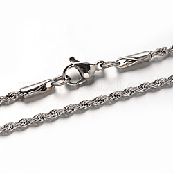304 Edelstahl Seilketten Halsketten, mit Karabiner verschlüsse, Edelstahl Farbe, 15.7 Zoll (40 cm)