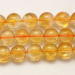 Brins de perles de citrine naturelle de grade A, ronde, 6mm, trou: 1 mm environ 60~65 perle / Chapelet, 15.5 pouce