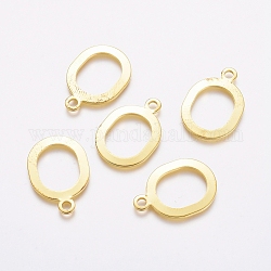 Rack Plating Brass Pendants, Oval, Golden, 23x16x1mm, Hole: 2.5mm