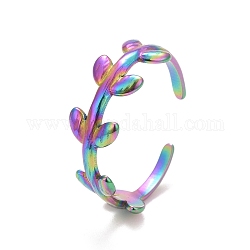 Ионное покрытие (ip) цвет радуги 304 кольцо из нержавеющей стали с открытой манжетой для женщин, размер США 9 (18.9 мм)