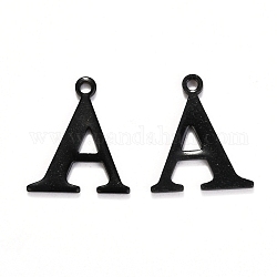 304 Edelstahl Alphabet Charme Edelstahl, Elektrophorese schwarz, letter.a, 12x10.5x1 mm, Bohrung: 1 mm