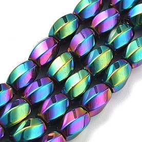3 Brins Perles Hématite Tubulaires Violet Argenté - Pour Création Bijoux, Neuf Sans Emballage