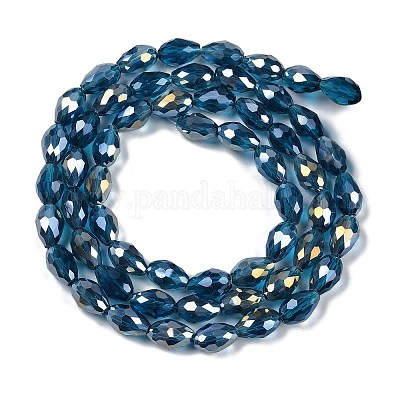 Прозрачные стеклянные бусины гальваническим пряди EGLA-N013-T6mm-B25-1