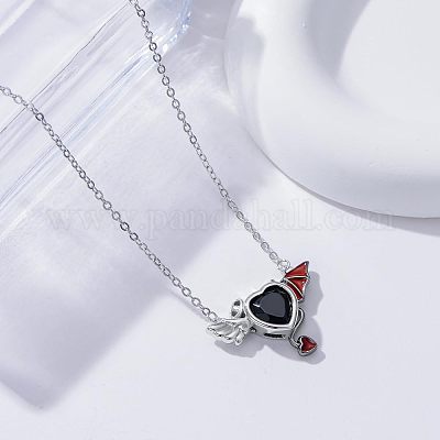 Ожерелья с подвеской в виде сердца дьявола с крыльями из цинкового сплава FS-WGBD937-01-1