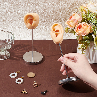 2 шт. 2 стиля силиконовые модели ушей в форме сережек с металлической опорой DIY-UN0007-53-1