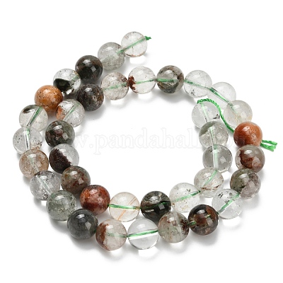 Натуральный зеленый lodolite кварц бисер пряди G-L642-B06-10mm-1