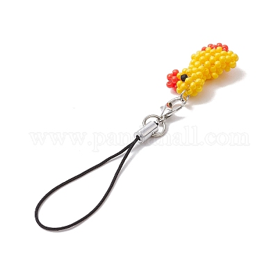 Утка стеклянные бусины подвески мобильные ремни HJEW-MZ00123-1