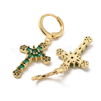 Серьги с подвесками из латуни с покрытием из настоящего 18-каратного золота EJEW-A033-03G-01-1