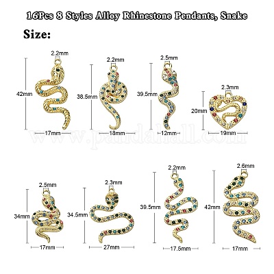 16 pièces 8 styles pendentifs en alliage strass&nbsp;ALRI-CJ0001-06-1