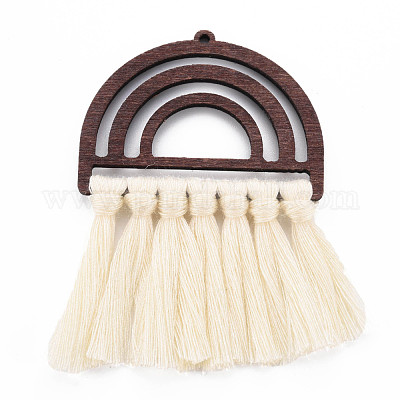 Кулоны с кисточкой из поликоттона (полиэстера) X-FIND-T052-14D-1