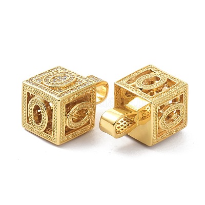 Кулоны из латуни с микропейвом и прозрачным фианитом ZIRC-O045-01G-O-1