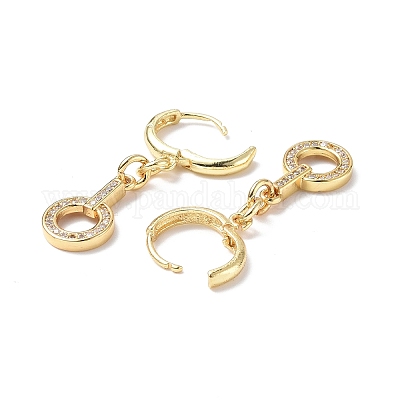 Серьги-кольца с круглым кольцом из прозрачного циркония EJEW-B017-02G-1