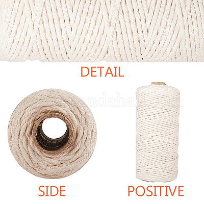 Macrame Cord 3Strands Twisted Cord Natural Cotton Macrame Rope for