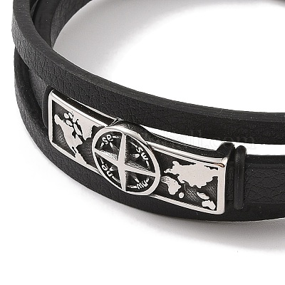 Многорядные браслеты из микрофибры и кожи BJEW-B096-31A-1