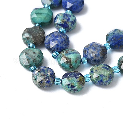 Натуральные бусы из хризоколлы и лазурита G-C116-A87-01-1