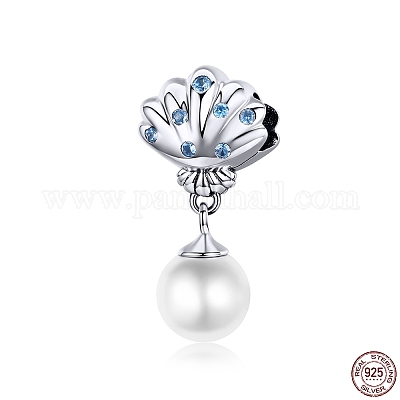 Антикоррозийное родиевое покрытие 925 стерлинговое серебро европейские подвески-шармы HJEW-FF0012-16-1