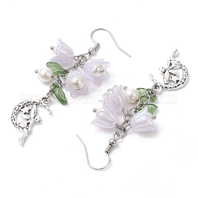 3 пара двухцветных бусин из ракушек и искусственного желе из акрила с подвесками EJEW-TA00573-1