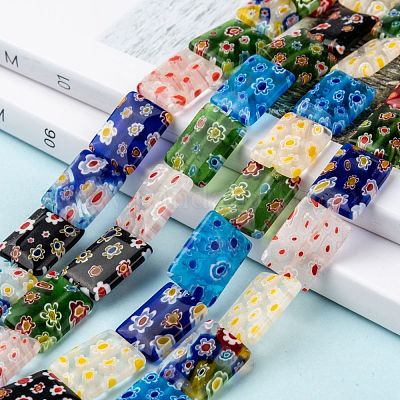 Прямоугольник ручной Millefiori бисер пряди LK-R004-22-1