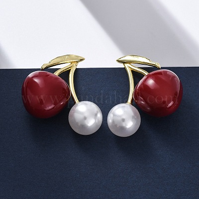 Серьги-гвоздики из вишневой латуни EJEW-V017-01C-G-1